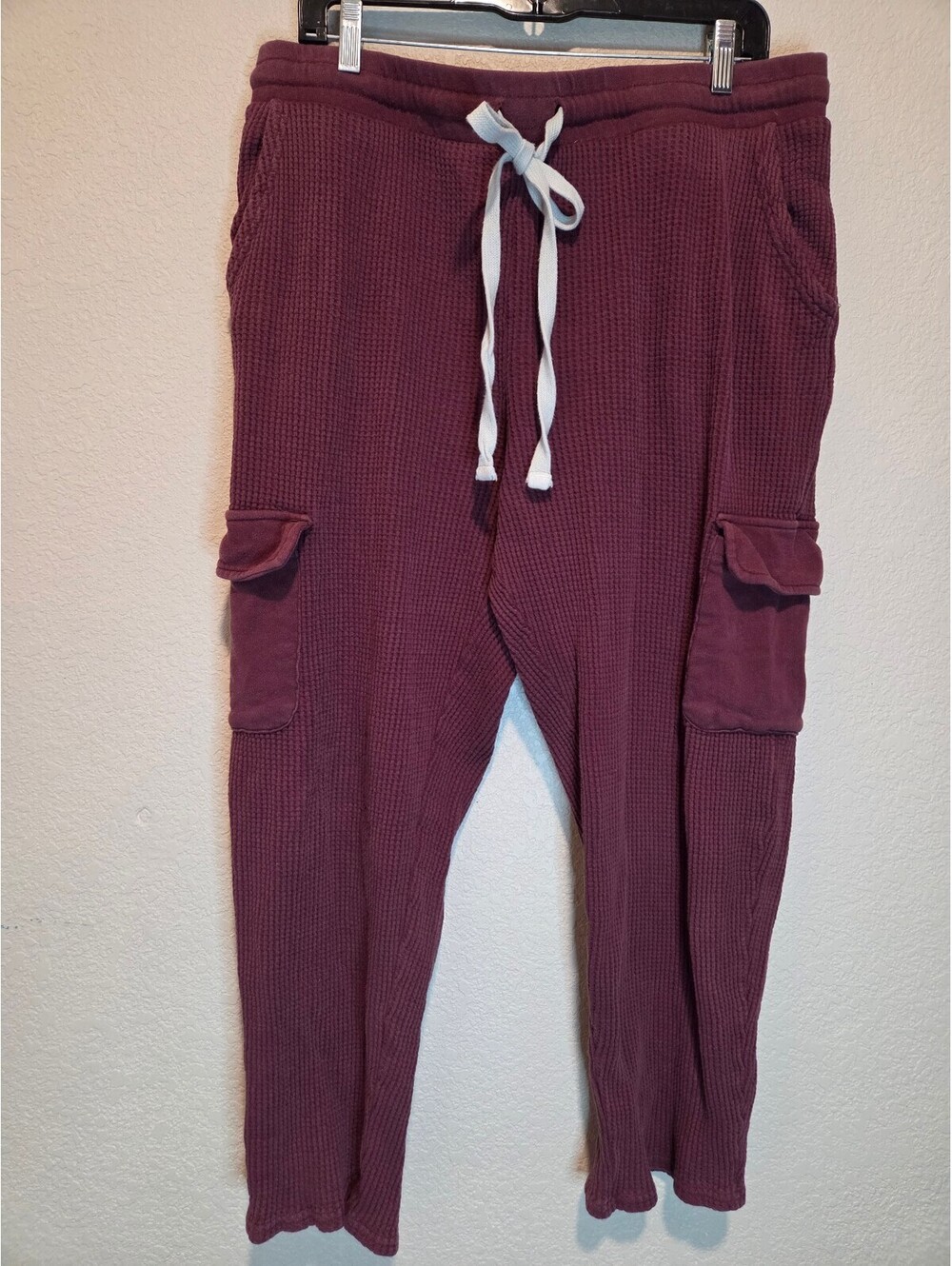 Terra & Sky Women's Burgundy Thermal Cargo Jogger Pants Size 0X